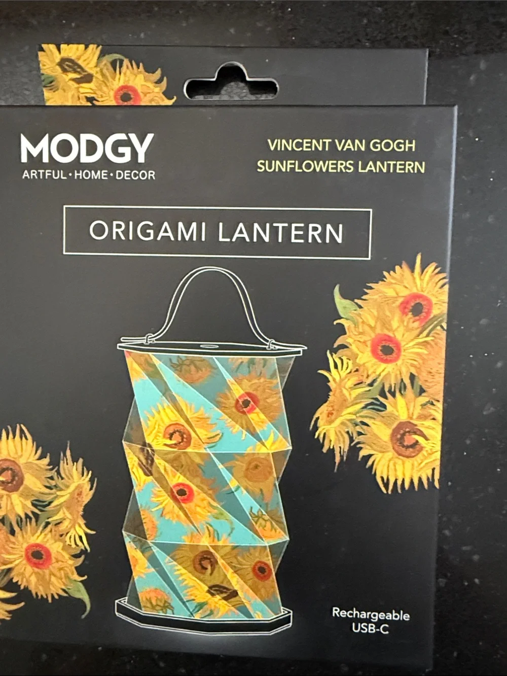 Modgy Origami Lantern Vincent van Goth Sunflowers garden rechargeable light NIB